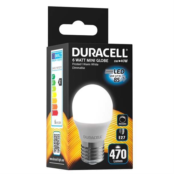 DuracellÂ® Dæmpbar LED-kronepære med E27 fatning 470 lumen - Indendørsbelysning > Pærer - DURACELL - Spotshop