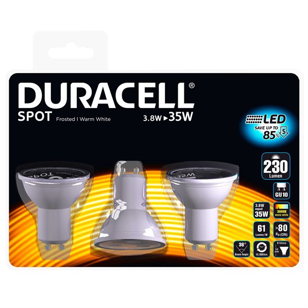 Duracell® LED GU10 spot 3 stk. 230 lumen S73TLED3DU