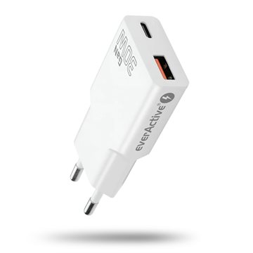 Intelligent USB hurtigoplader på 30 W - 2 x 3A - med 2 output 1 USB-A og 1 USB-C