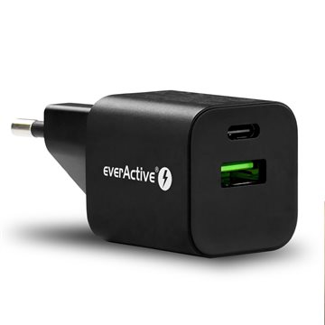 Intelligent USB hurtigoplader fra EverActive på 12 W - Hurtigopladningsfunktion - 1x 2.4A - Antal output: 1 - USB-A SC-390QB