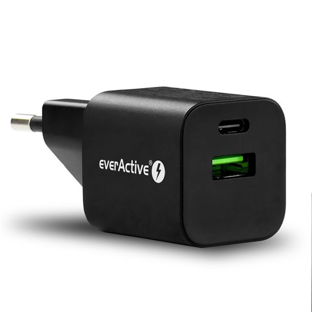Intelligent USB hurtigoplader fra EverActive på 12 W - Hurtigopladningsfunktion - 1x 2.4A - Antal output: 1 - USB-A SC-390QB