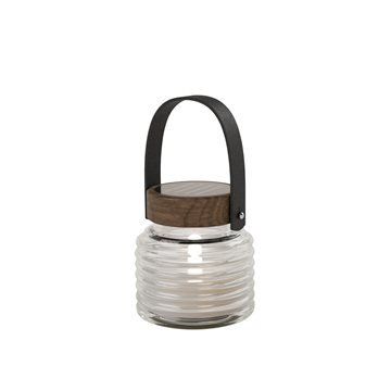 Sirius Aston solcellekrukke på Ø12 x H12 med læder hank sort, brun SIR38267