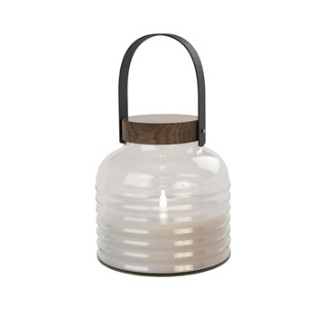 Sirius Aston solcellekrukke med læderrem på Ø20 x H20 cm sort, brun SIR38269