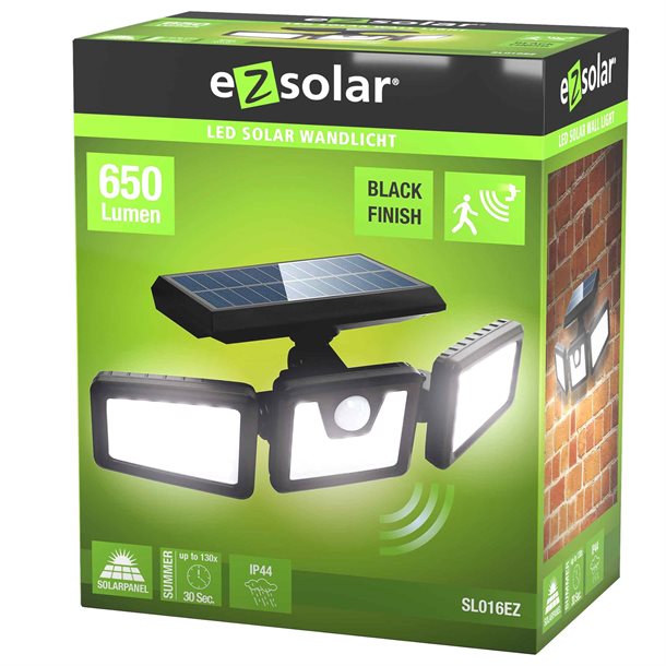 eZsolar Sensorstyret solcelle spot 650 lumen - Sort SL016EZ  