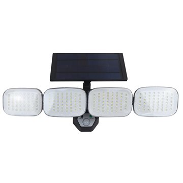eZsolar PRO Sensorstyret solcelle spot 750 lumen med 4 LED paneler - Hvid SL025EZ