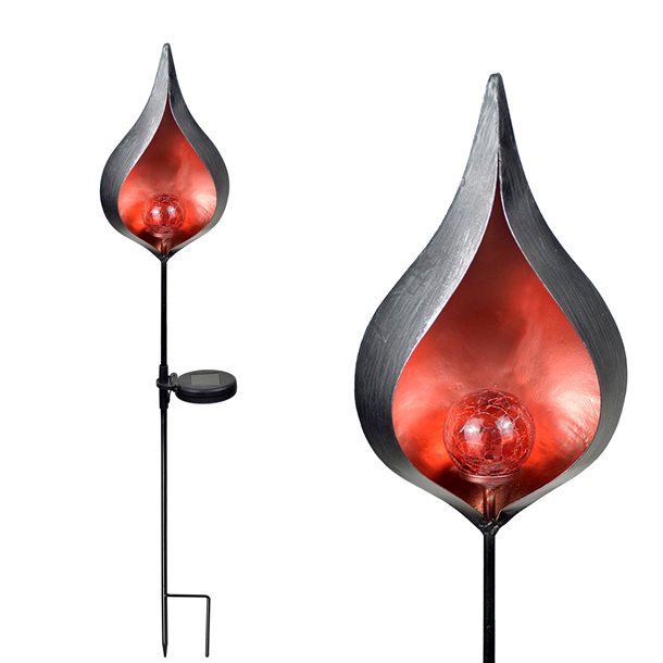 Dekorativ skulpturel solcellelampe - "Rød Calla" #VINTAGE-3EZ