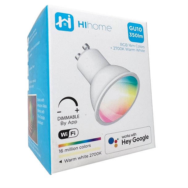 Billede af Hihome Smart LED WiFi GU10 RGB 16M farver + Varm hvid 2700K - Smart-home > Smart belysning - Hi Home - Spotshop
